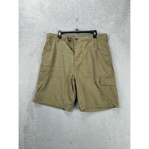 Gerry Shorts Mens 38 Olive Nylon Blend Belted Hiking‎ Flat Front Pockets Outdoor